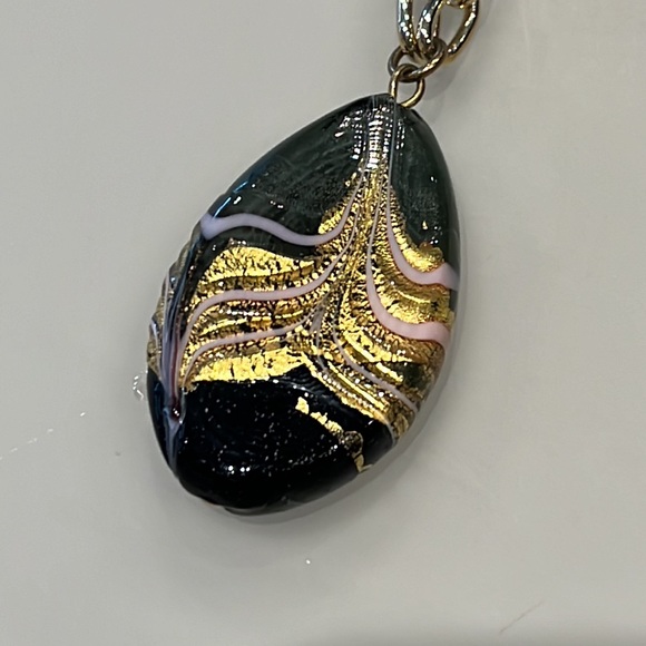 Gold plated necklaces. Blown glass pendants. Never worn. - Picture 2 of 4